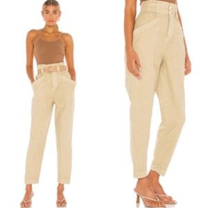 Free People Ready To Run Cinched Waist Khaki Paperbag pants, Small